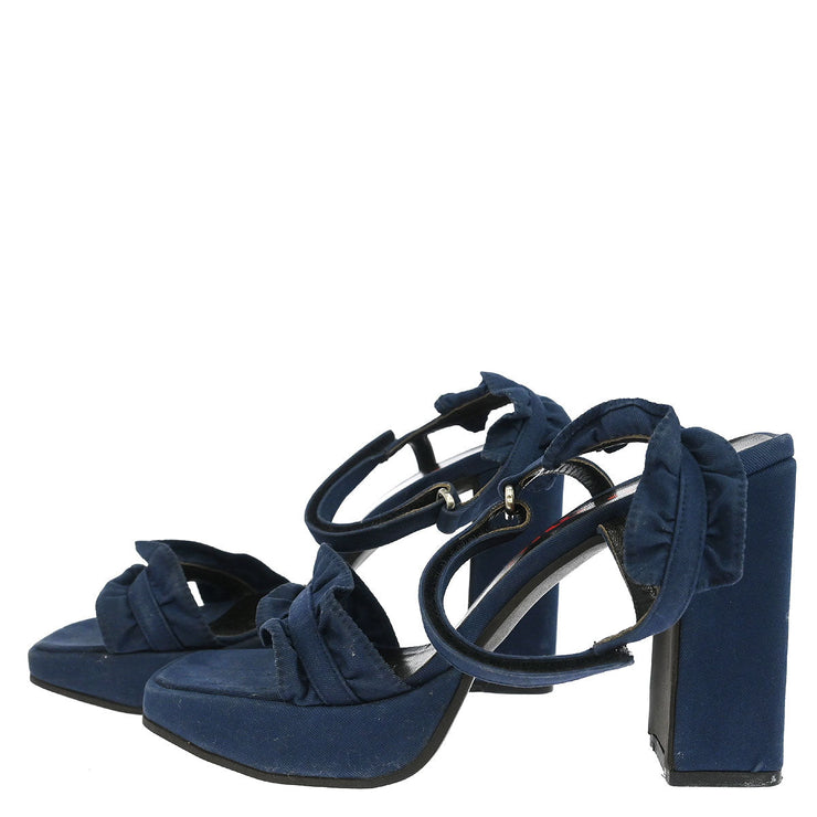 Miu Miu * Sandals Shoes Navy Cotton #37 1/2 143757