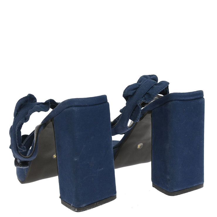 Miu Miu * Sandals Shoes Navy Cotton #37 1/2 143757