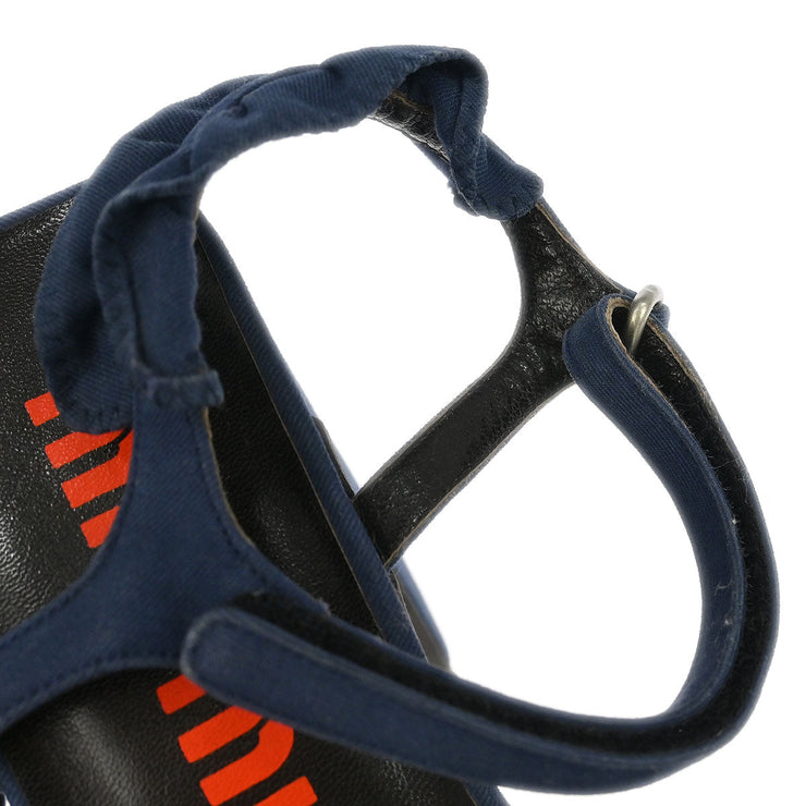 Miu Miu * Sandals Shoes Navy Cotton #37 1/2 143757