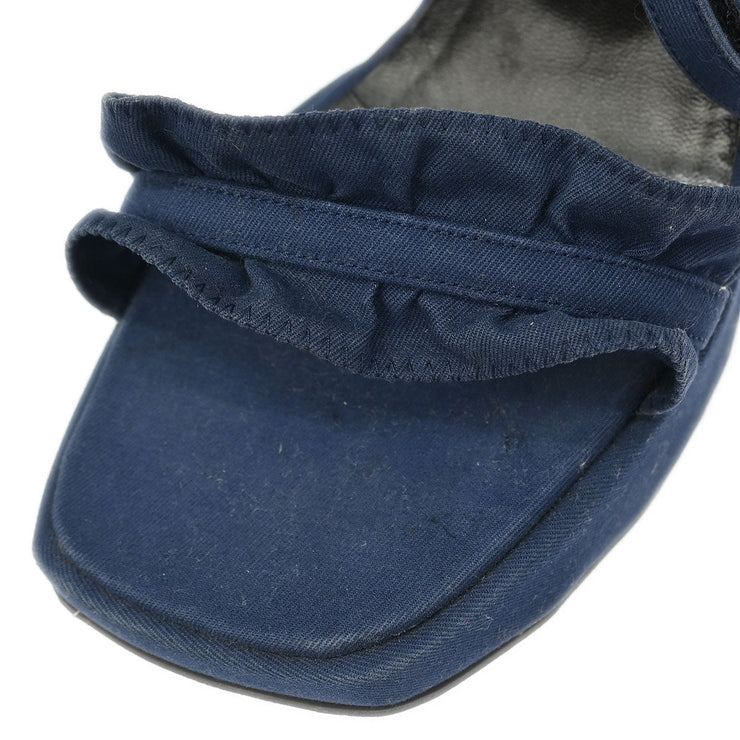 Miu Miu * Sandals Shoes Navy Cotton #37 1/2 143757