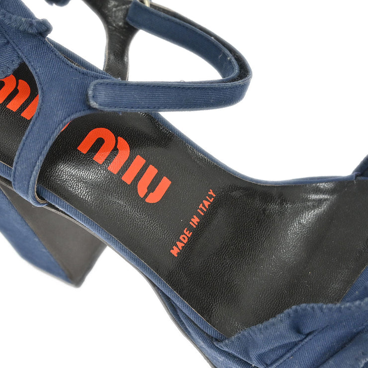 Miu Miu * Sandals Shoes Navy Cotton #37 1/2 143757