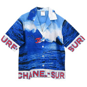 Chanel Surf Line Short Sleeve Shirt Top Blue 02S #38 143818