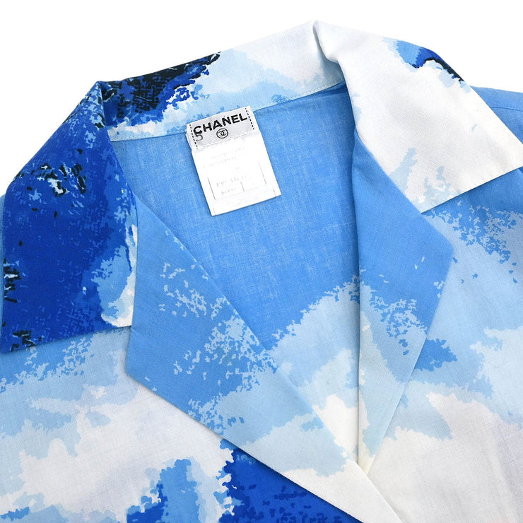 Chanel Surf Line Short Sleeve Shirt Top Blue 02S #38 143818