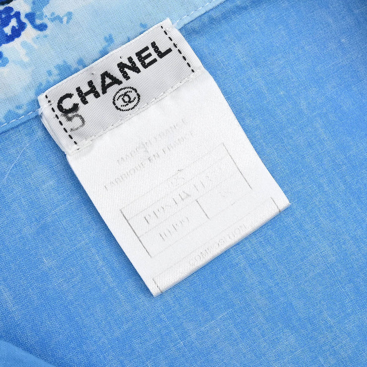 Chanel Surf Line Short Sleeve Shirt Top Blue 02S #38 143818