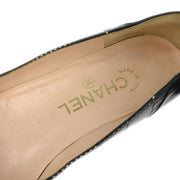 Chanel * Black Leather Shoes Pumps #37