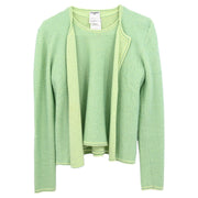 Chanel Ensemble Cardigan Short Sleeve Top Light Green 01C #38 144120