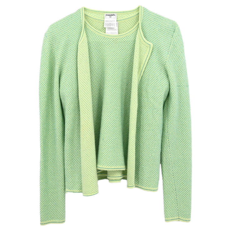 Chanel Ensemble Cardigan Short Sleeve Top Light Green 01C #38 144120