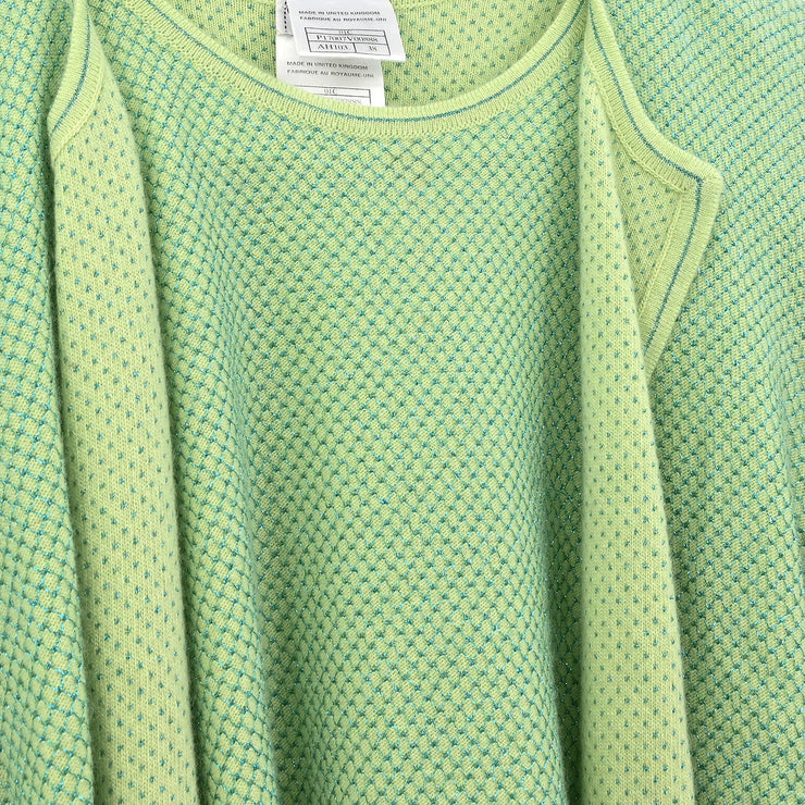Chanel Ensemble Cardigan Short Sleeve Top Light Green 01C #38 144120
