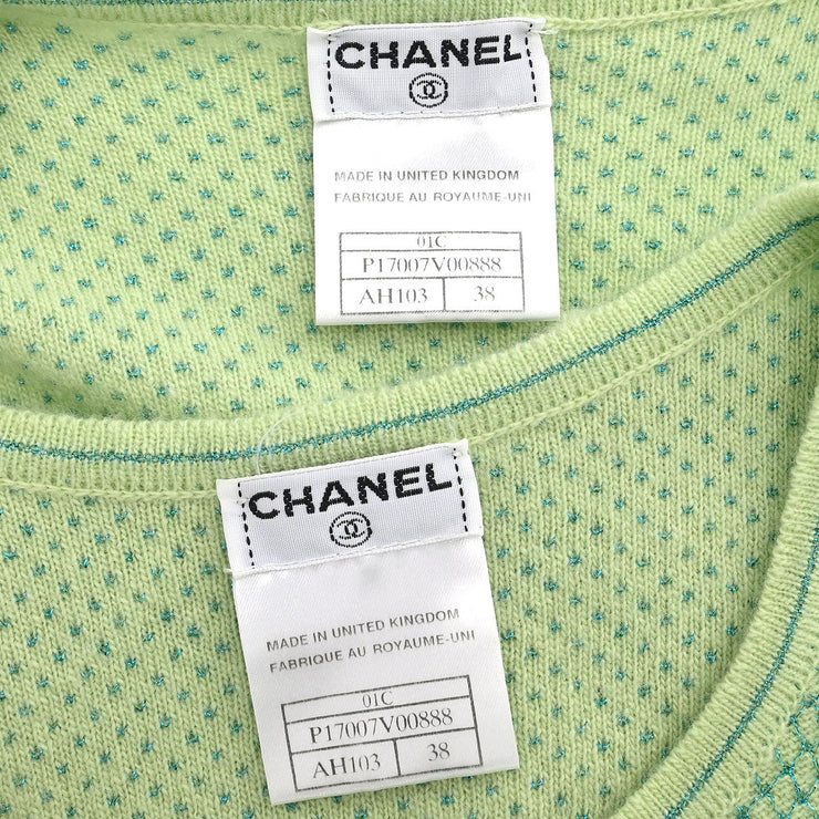 Chanel Ensemble Cardigan Short Sleeve Top Light Green 01C #38 144120