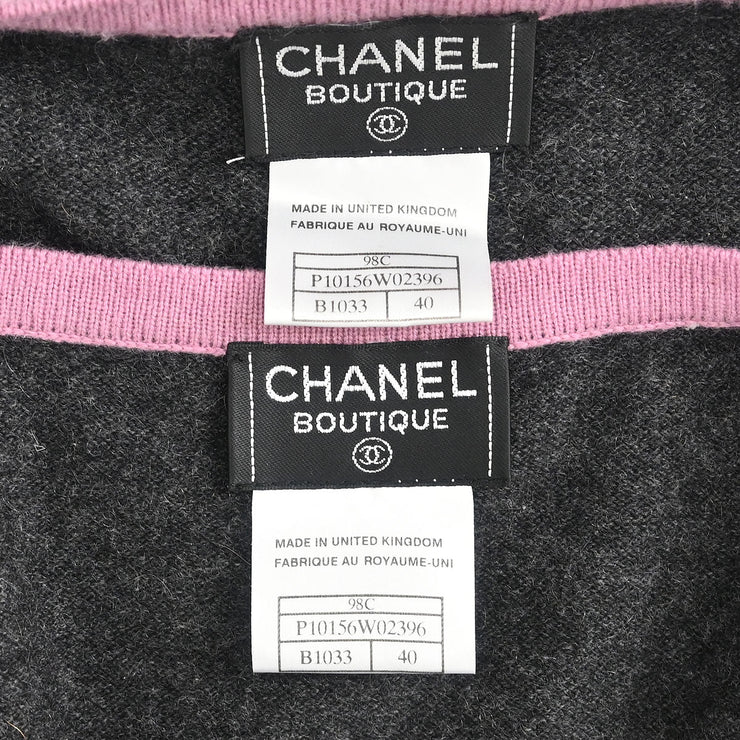 Chanel Ensemble Cardigan Short Sleeve Top Gray 98C #40 144127