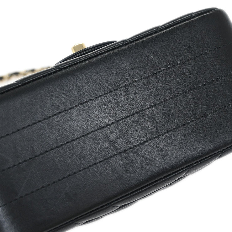 Chanel Black Lambskin Chevron Mini Classic Square Flap Shoulder Bag 17 144686