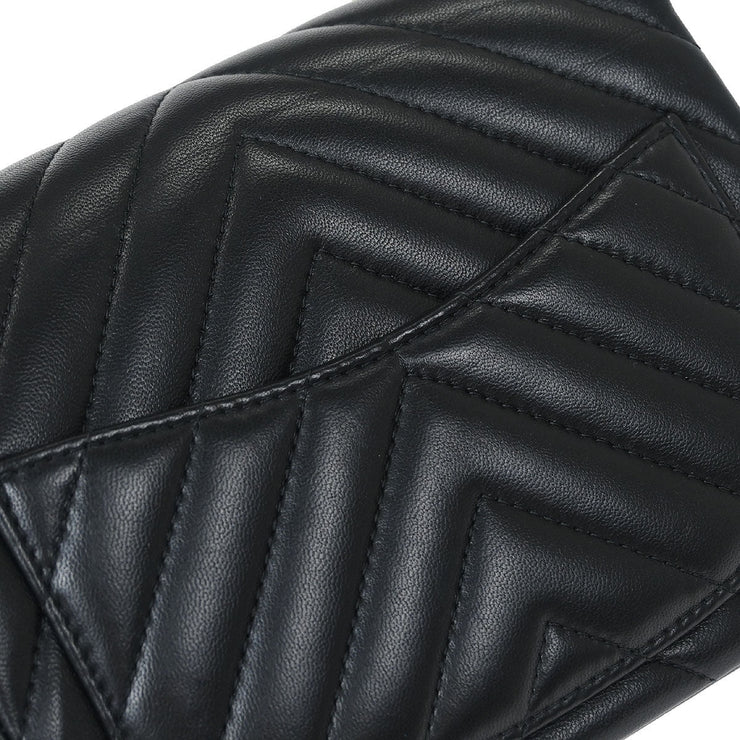 Chanel Black Lambskin Chevron Mini Classic Square Flap Shoulder Bag 17 144686