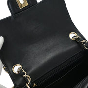 Chanel Black Lambskin Chevron Mini Classic Square Flap Shoulder Bag 17 144686