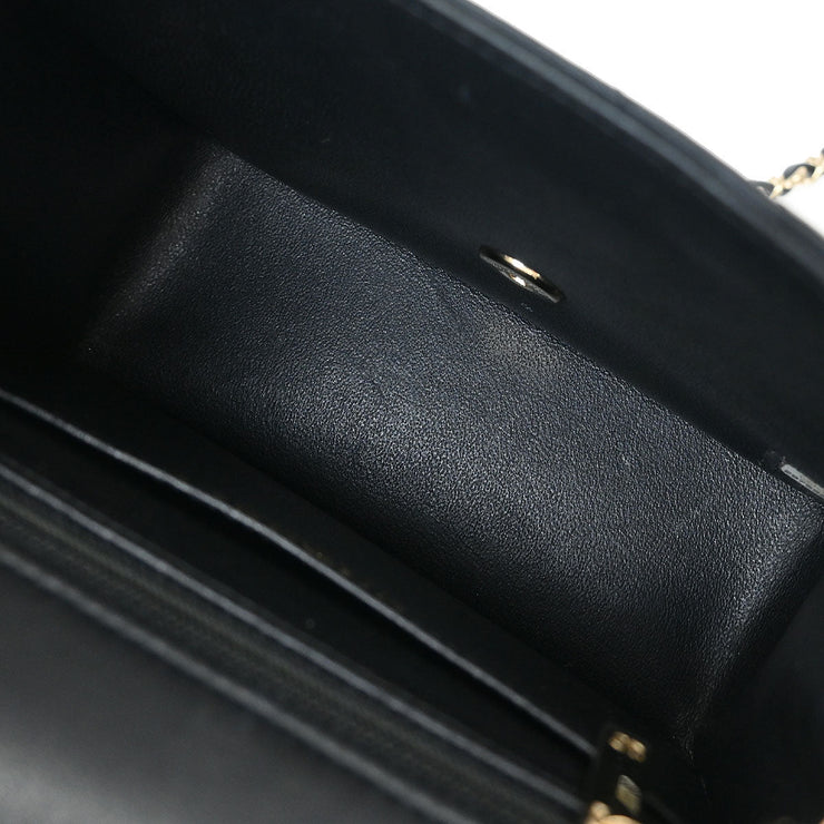 Chanel Black Lambskin Chevron Mini Classic Square Flap Shoulder Bag 17 144686