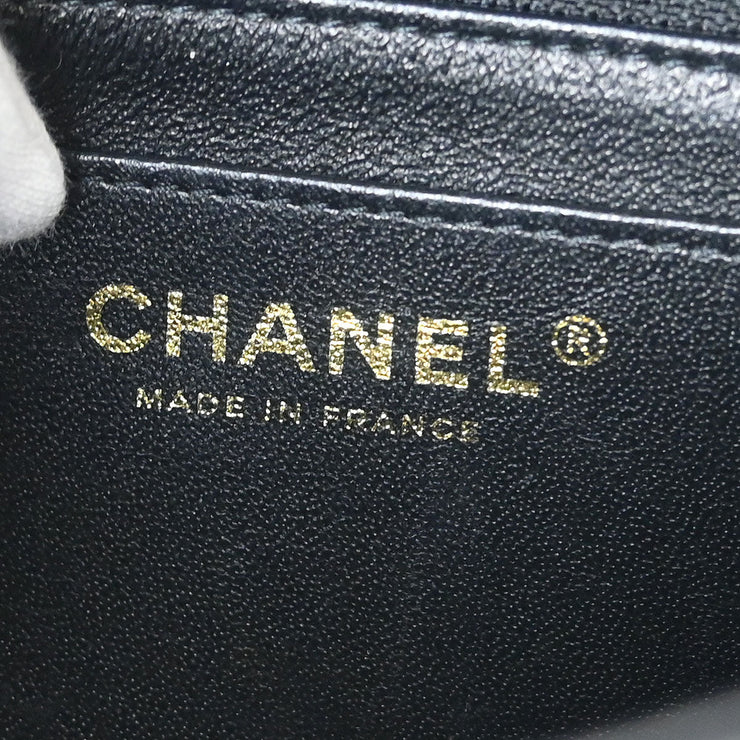 Chanel Black Lambskin Chevron Mini Classic Square Flap Shoulder Bag 17 144686