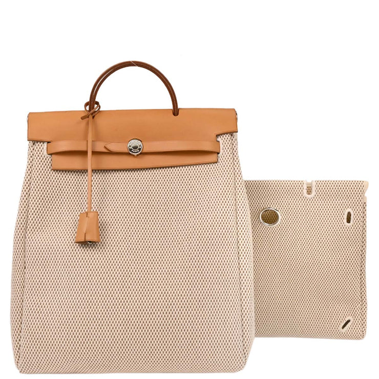 Hermes Beige Toile GM Herbag a Dos Backpack C Square: G 144689