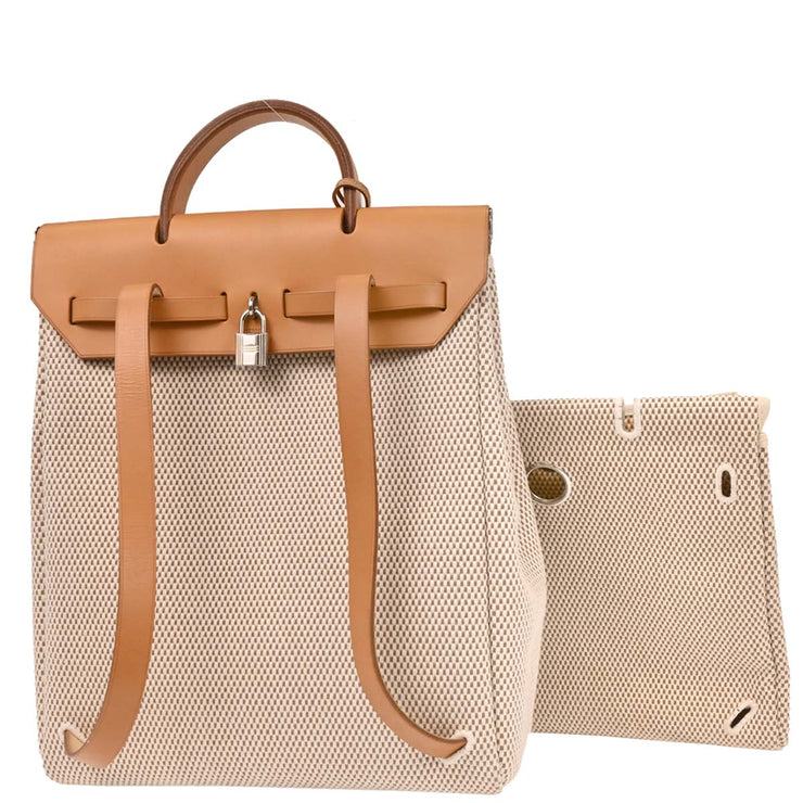 Hermes Beige Toile GM Herbag a Dos Backpack C Square: G 144689