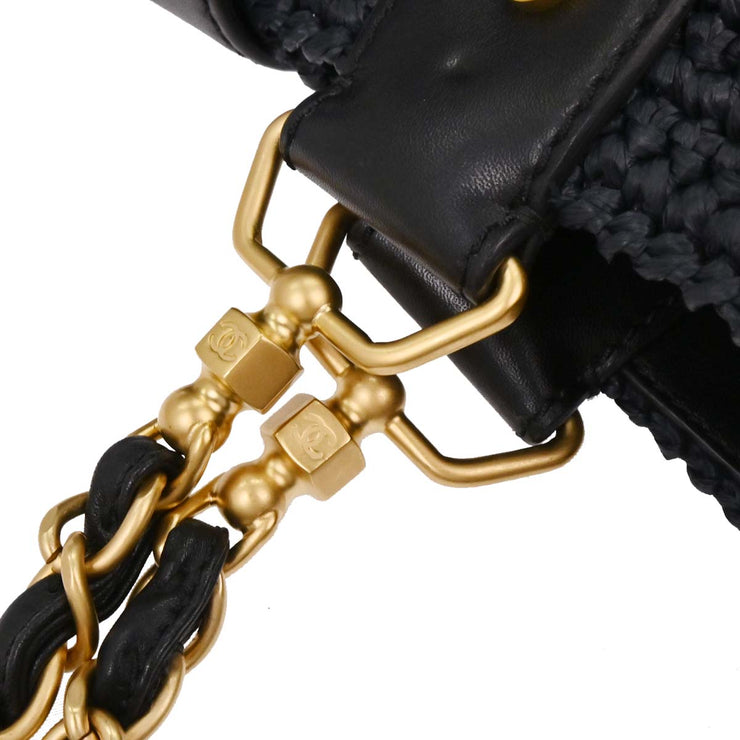 Chanel Navy Straw Tote Handbag 144693