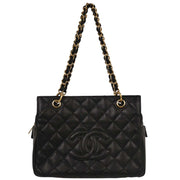 Chanel Black Calfskin Petite Timeless Tote PTT Chain Handbag 144694