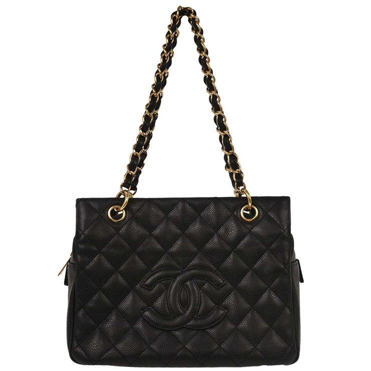 Chanel Black Calfskin Petite Timeless Tote PTT Chain Handbag 144694