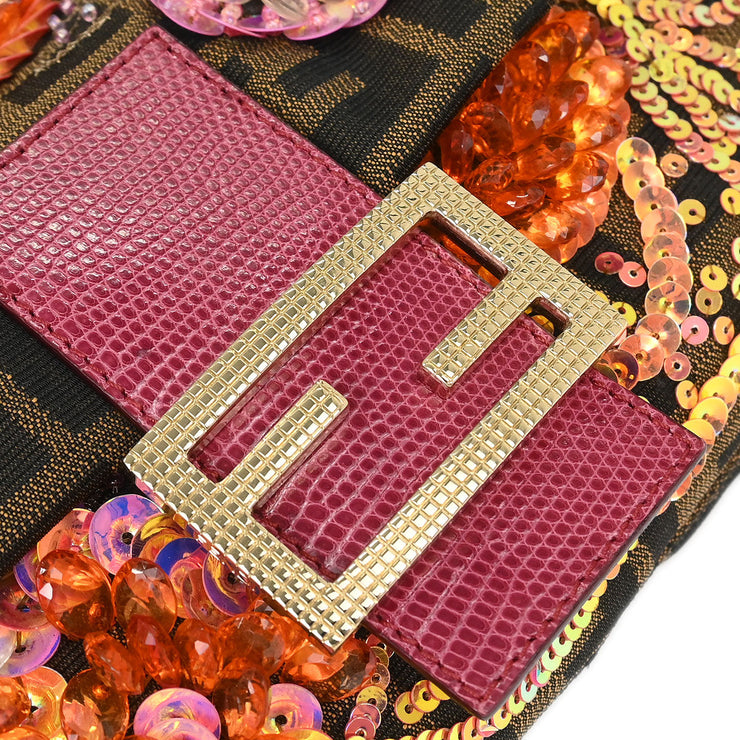 Fendi * Brown Zucca Lizard Baguette Handbag 2321-8BR000MT6-049 144704