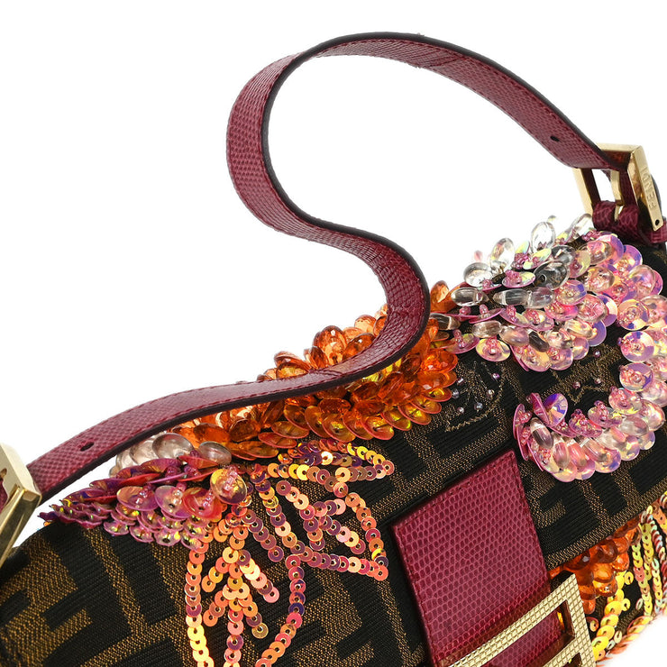 Fendi * Brown Zucca Lizard Baguette Handbag 2321-8BR000MT6-049 144704
