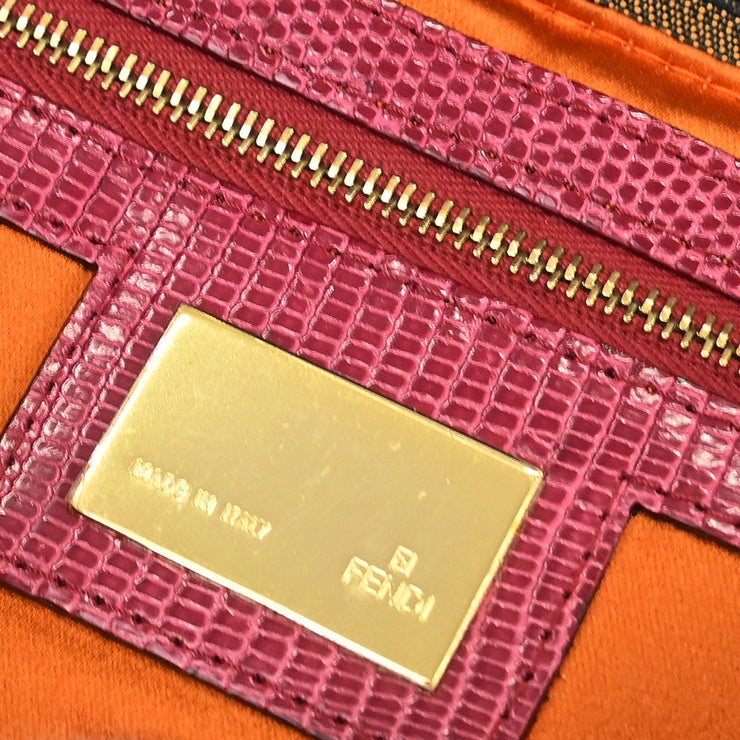 Fendi * Brown Zucca Lizard Baguette Handbag 2321-8BR000MT6-049 144704