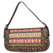 Fendi White Brown Canvas Beads Baguette Handbag 2454/26424/098 144710