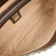 Fendi White Brown Canvas Beads Baguette Handbag 2454/26424/098 144710
