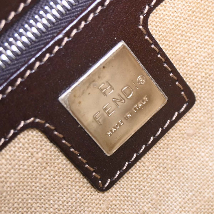 Fendi White Brown Canvas Beads Baguette Handbag 2454/26424/098 144710