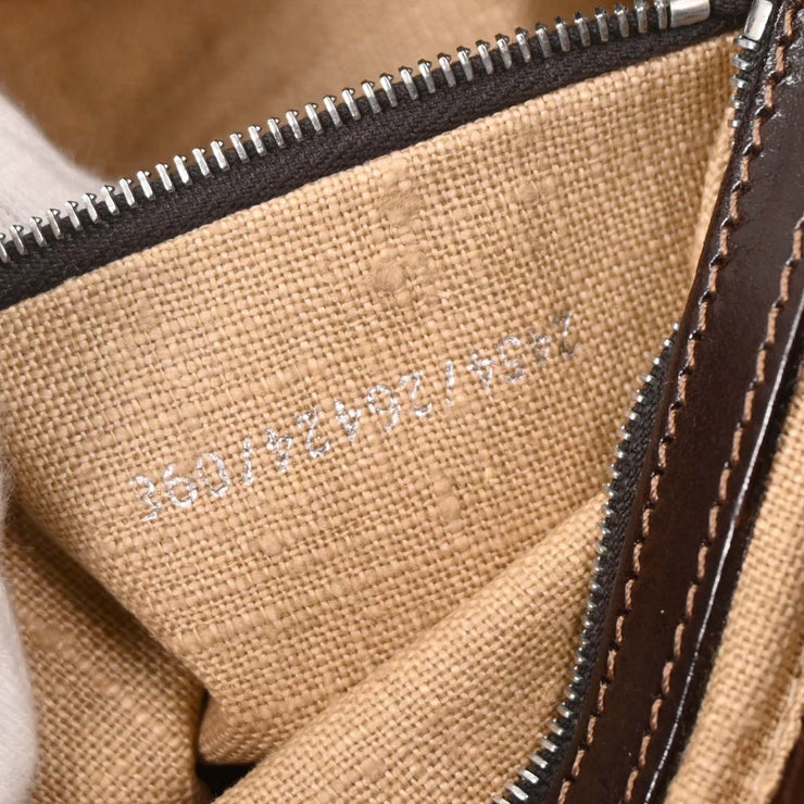 Fendi White Brown Canvas Beads Baguette Handbag 2454/26424/098 144710