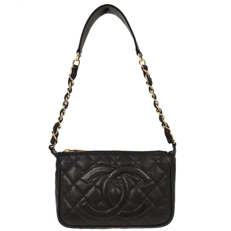 Chanel Black Calfskin Chain Handbag 144711