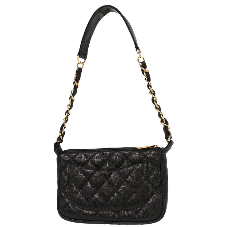 Chanel Black Calfskin Chain Handbag 144711