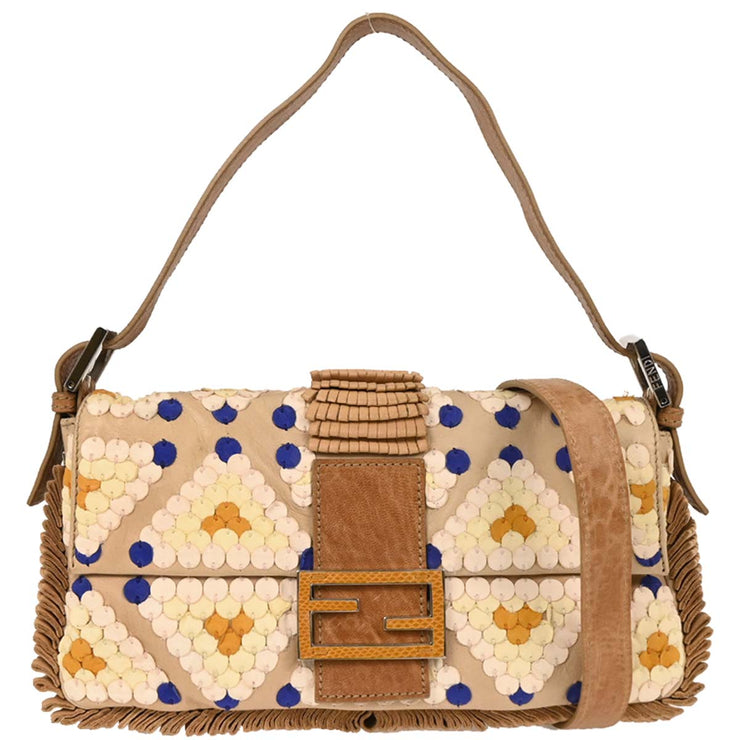 Fendi * Beige Leather Baguette Handbag 2415 8BR600 YYE 088 144713