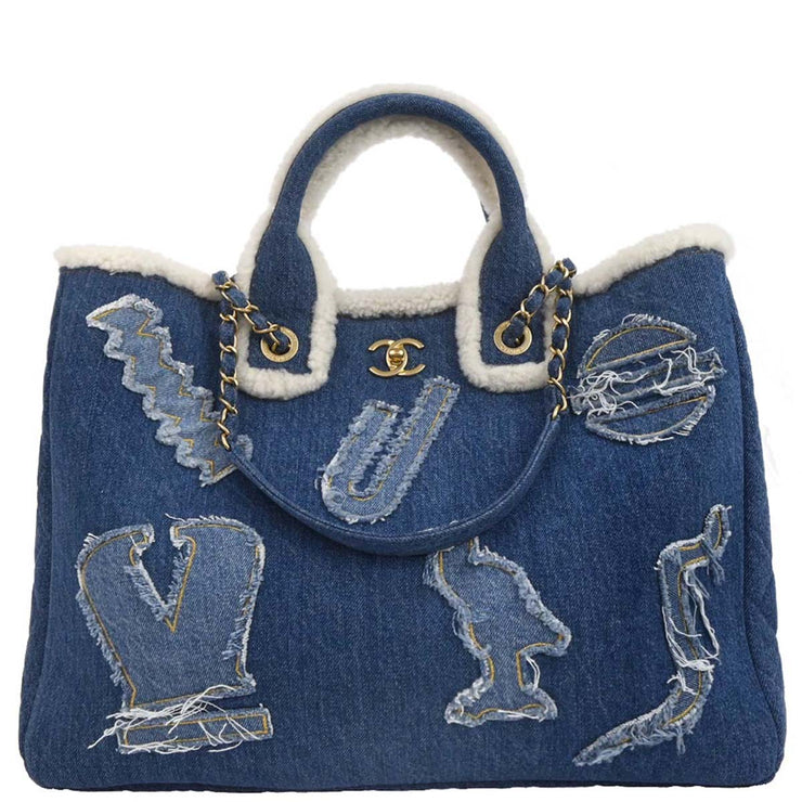 Chanel Blue Denim Medium Deauville 2way Tote Bag 144714