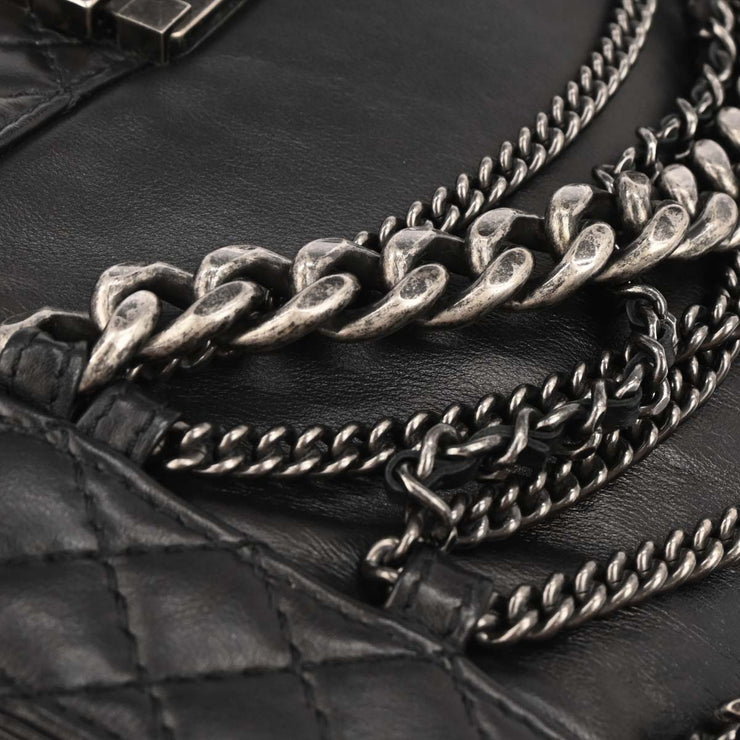 Boy Reverso Chanel Black Lambskin Medium Shoulder Bag 144716