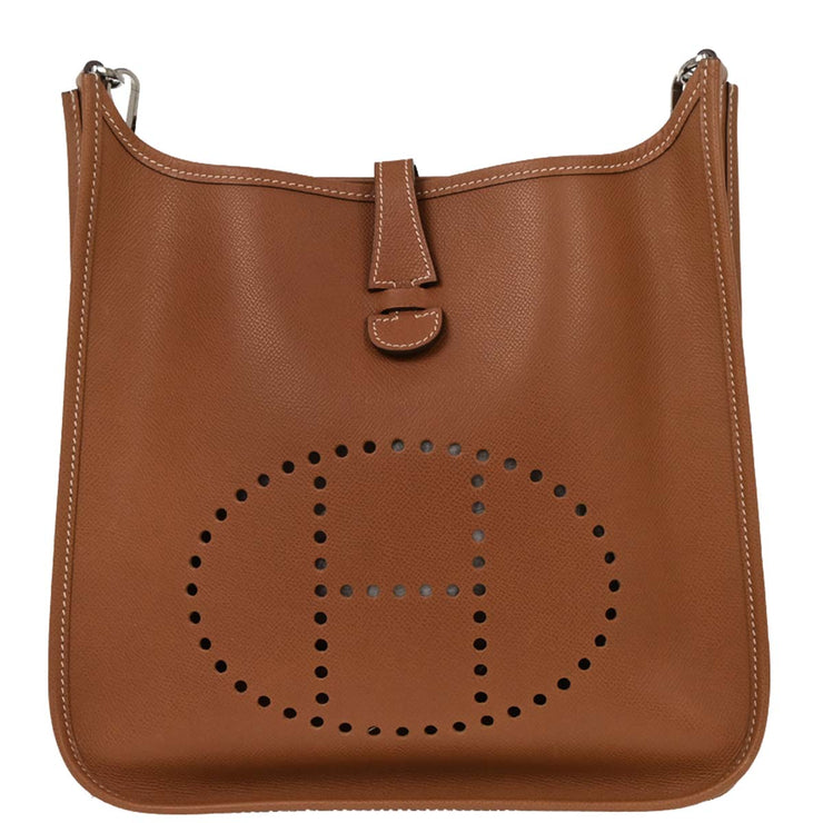 Hermes Cognac Epson Evelyne 2 PM Shoulder Bag  Square: I 144720