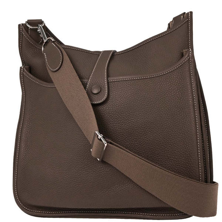 Hermes Etoupe Taurillon Clemence Evelyne 3 GM Shoulder Bag DMM007BU 144721