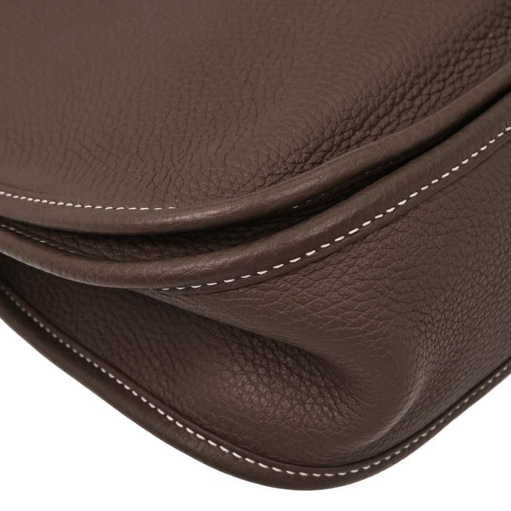 Hermes Etoupe Taurillon Clemence Evelyne 3 GM Shoulder Bag DMM007BU 144721