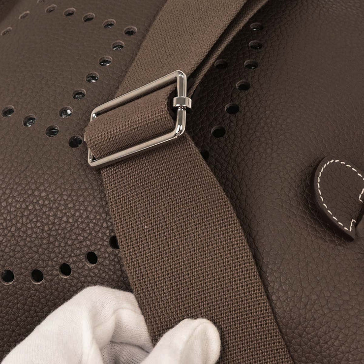 Hermes Etoupe Taurillon Clemence Evelyne 3 GM Shoulder Bag DMM007BU 144721