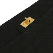 Chanel Black Cotton 2.55 Medium Classic Double Flap Shoulder Bag 144728