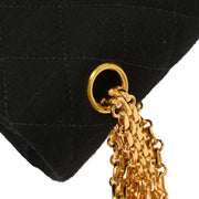 Chanel Black Cotton 2.55 Medium Classic Double Flap Shoulder Bag 144728