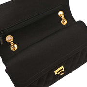 Chanel Black Cotton 2.55 Medium Classic Double Flap Shoulder Bag 144728