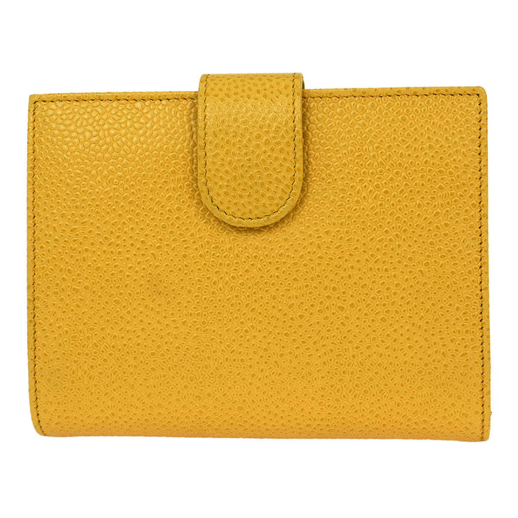 Chanel Yellow Calfskin Bifold Wallet Purse 144729