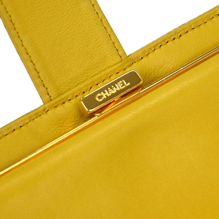 Chanel Yellow Calfskin Bifold Wallet Purse 144729