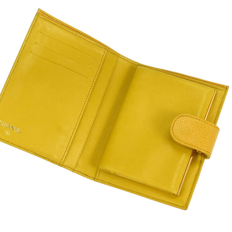 Chanel Yellow Calfskin Bifold Wallet Purse 144729