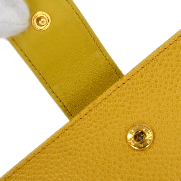 Chanel Yellow Calfskin Bifold Wallet Purse 144729