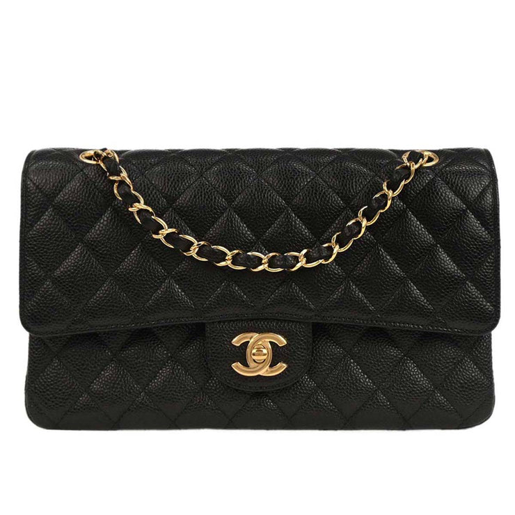 Chanel Black Calfskin Medium Classic Double Flap Shoulder Bag 144731