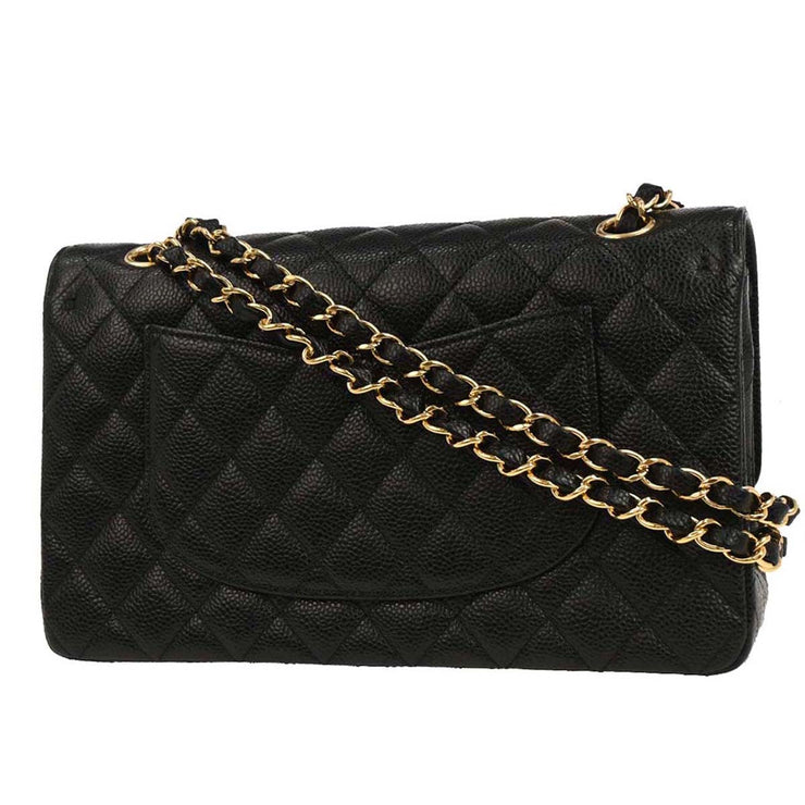 Chanel Black Calfskin Medium Classic Double Flap Shoulder Bag 144731