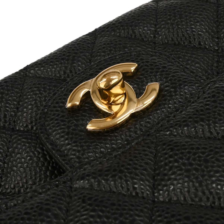 Chanel Black Calfskin Medium Classic Double Flap Shoulder Bag 144731